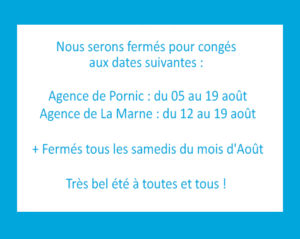fermetures agences SBM TBP Pornic et la Marne - été 2023
